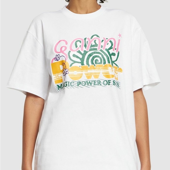 GANNI - Future Heavy Sun Print Cotton T-shirt - Picture 4 of 6